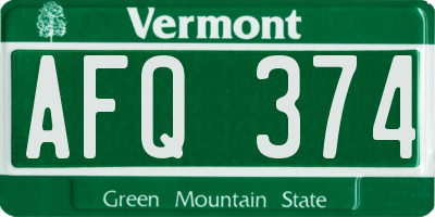 VT license plate AFQ374