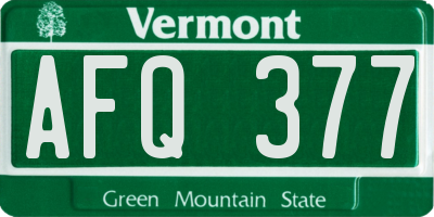 VT license plate AFQ377