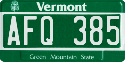 VT license plate AFQ385