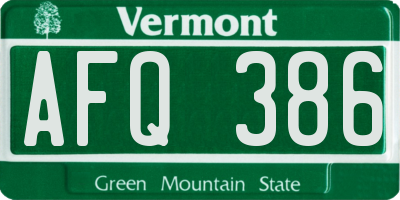 VT license plate AFQ386
