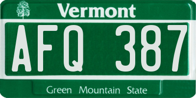 VT license plate AFQ387