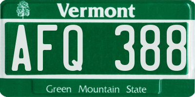 VT license plate AFQ388