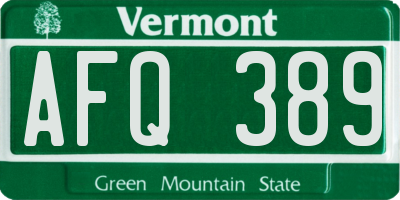 VT license plate AFQ389