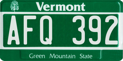 VT license plate AFQ392