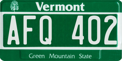 VT license plate AFQ402