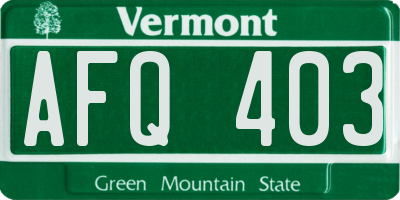 VT license plate AFQ403
