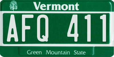 VT license plate AFQ411