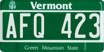 VT license plate AFQ423