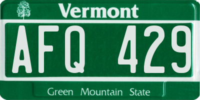 VT license plate AFQ429