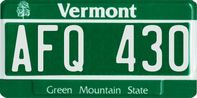 VT license plate AFQ430