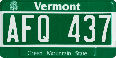 VT license plate AFQ437