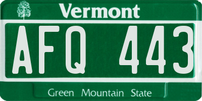 VT license plate AFQ443