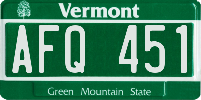 VT license plate AFQ451