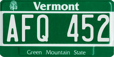 VT license plate AFQ452