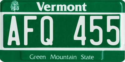 VT license plate AFQ455