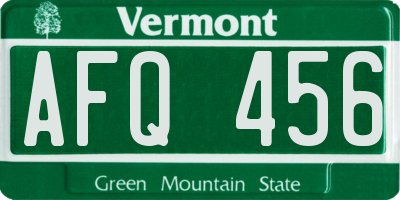 VT license plate AFQ456