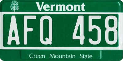 VT license plate AFQ458