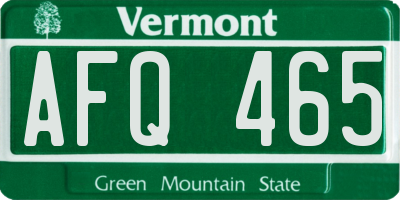 VT license plate AFQ465