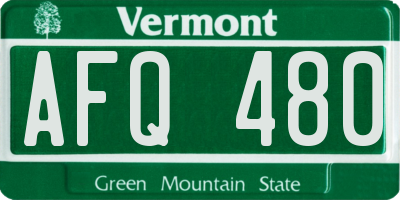 VT license plate AFQ480