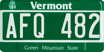 VT license plate AFQ482