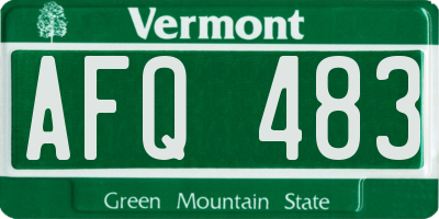 VT license plate AFQ483