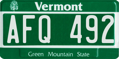 VT license plate AFQ492
