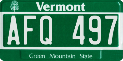 VT license plate AFQ497
