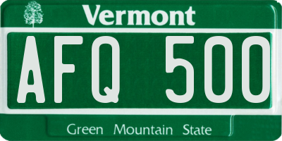 VT license plate AFQ500