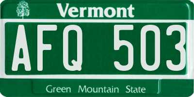 VT license plate AFQ503