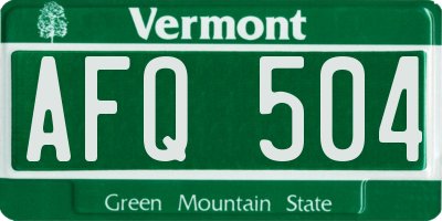 VT license plate AFQ504