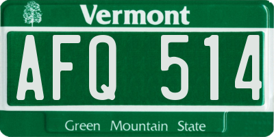 VT license plate AFQ514