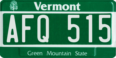 VT license plate AFQ515