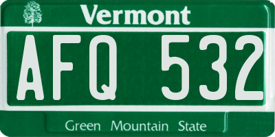 VT license plate AFQ532