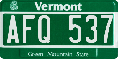 VT license plate AFQ537