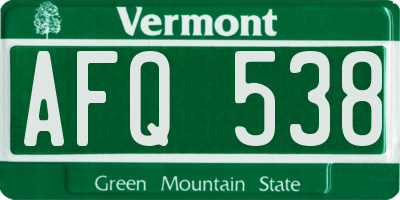VT license plate AFQ538