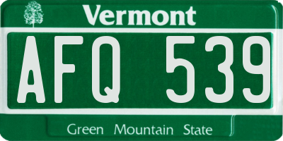 VT license plate AFQ539
