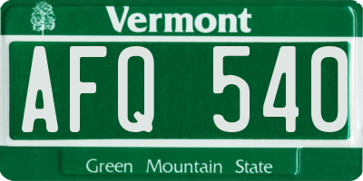 VT license plate AFQ540