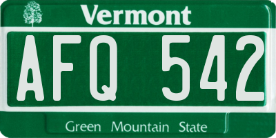 VT license plate AFQ542