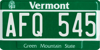 VT license plate AFQ545