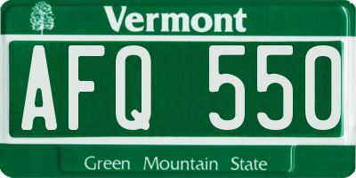 VT license plate AFQ550