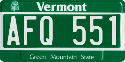 VT license plate AFQ551
