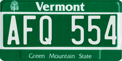 VT license plate AFQ554