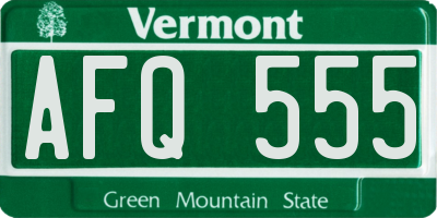 VT license plate AFQ555