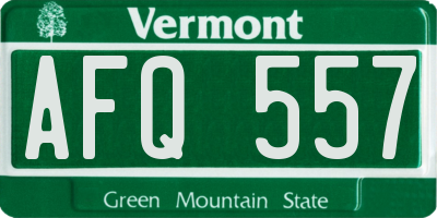 VT license plate AFQ557