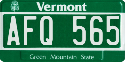 VT license plate AFQ565