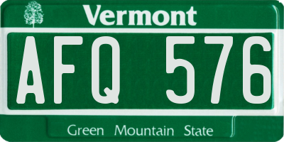 VT license plate AFQ576