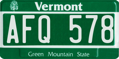 VT license plate AFQ578