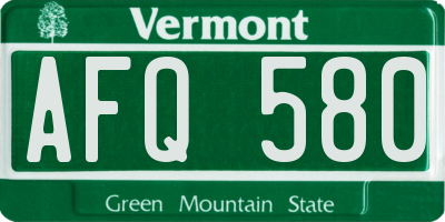 VT license plate AFQ580