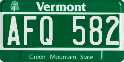 VT license plate AFQ582