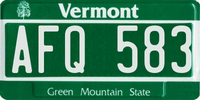 VT license plate AFQ583
